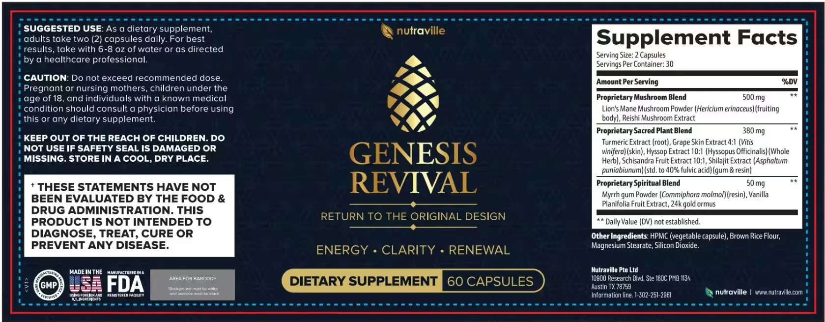 Genesis Revival Product Label